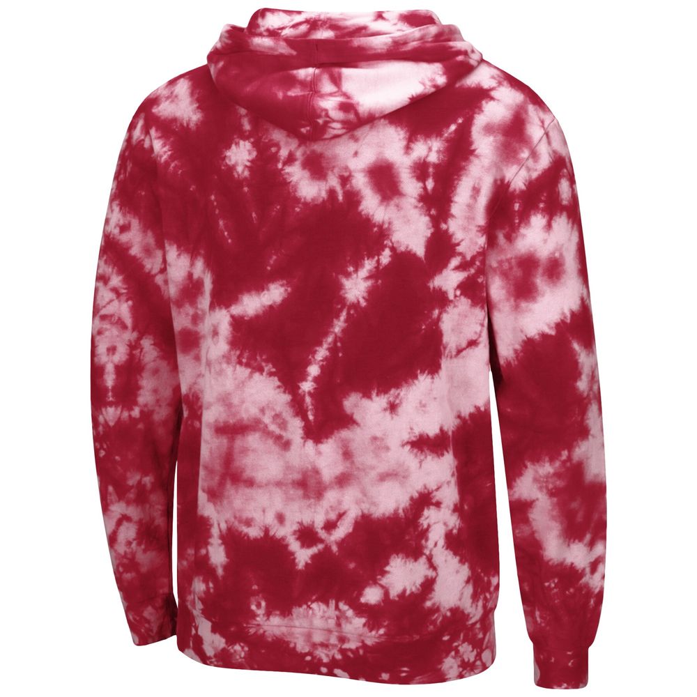 Men's Colosseum Crimson Tuskegee Golden Tigers Tie-Dye Pullover Hoodie