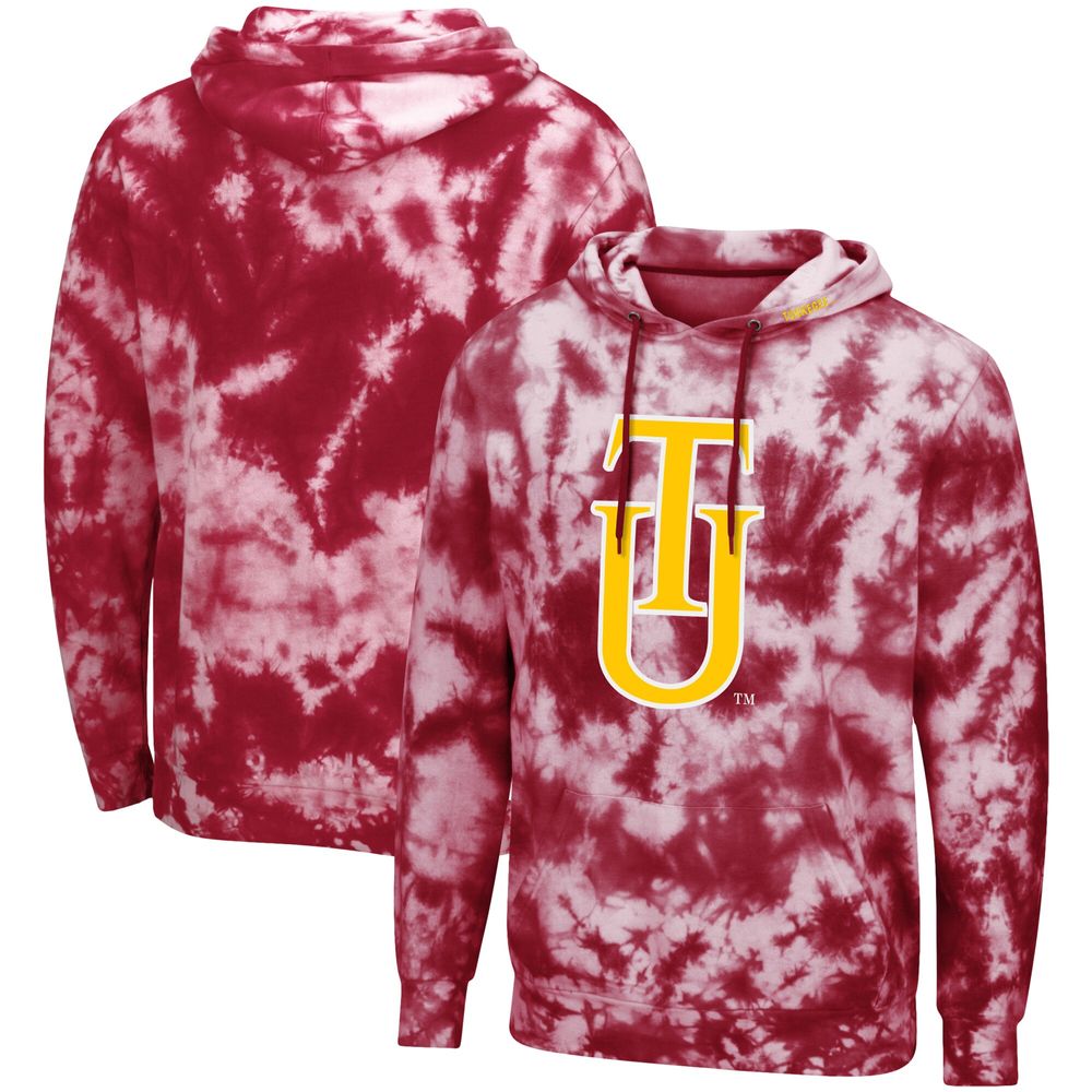 Men's Colosseum Crimson Tuskegee Golden Tigers Tie-Dye Pullover Hoodie