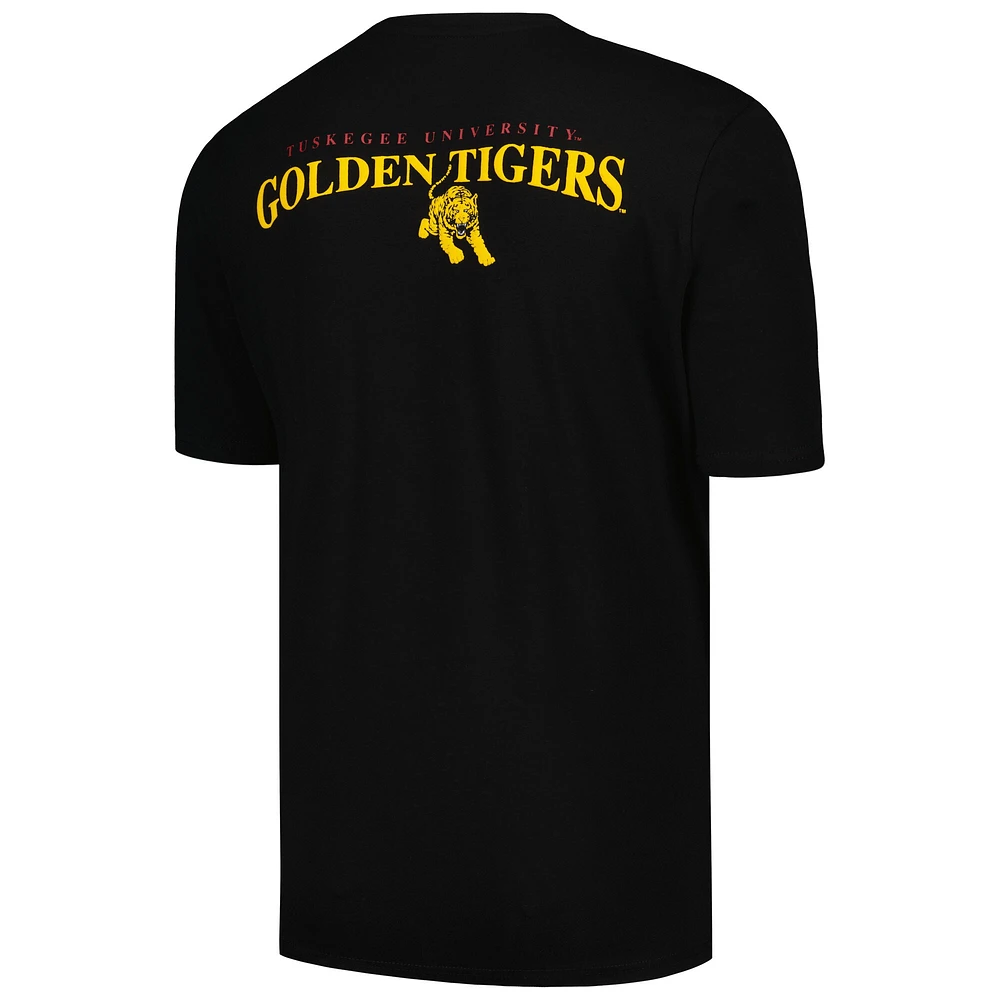 Men's FISLL Black Tuskegee Golden Tigers Applique T-Shirt