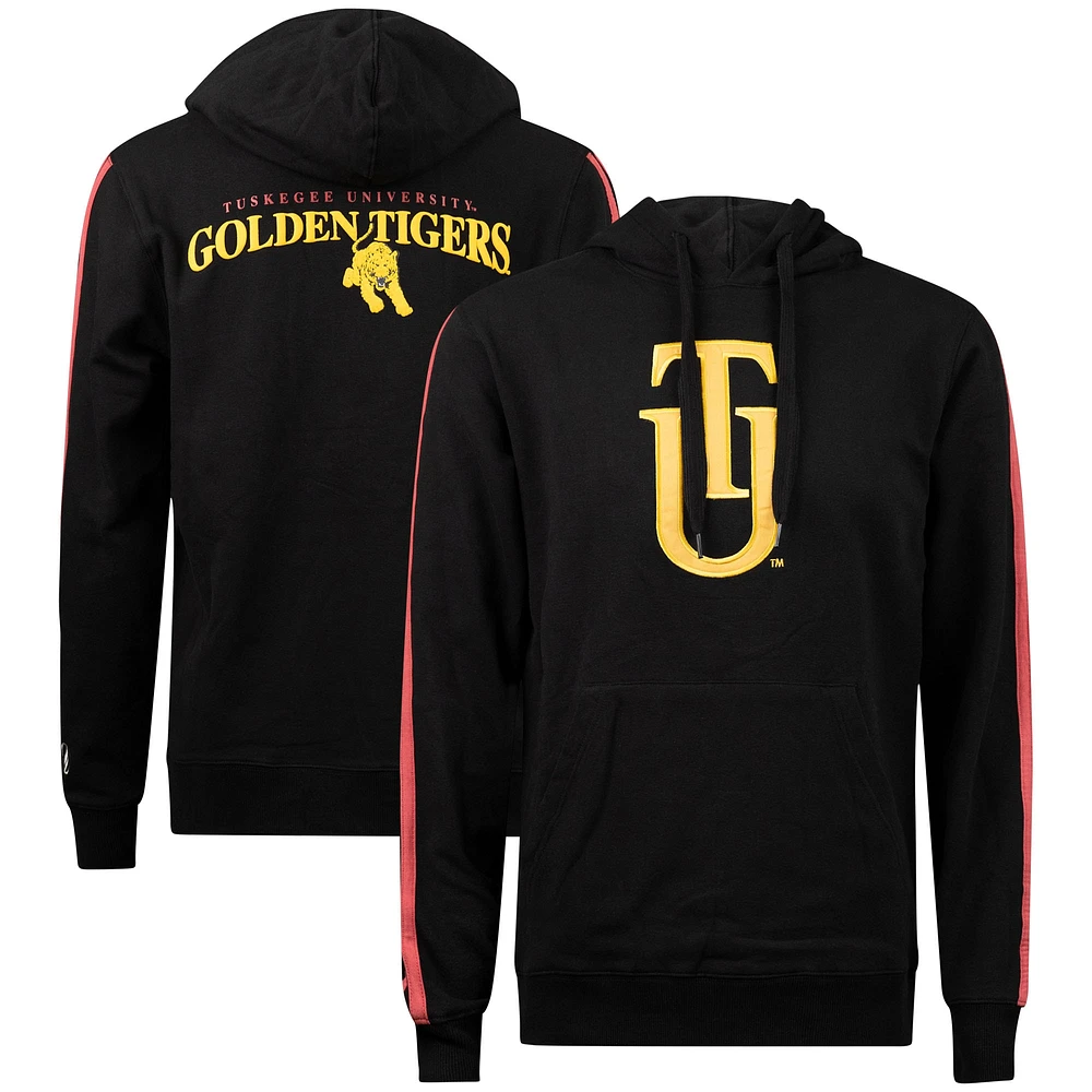 Sweat à capuche rayures surdimensionnées FISLL noir Tuskegee Golden Tigers pour hommes