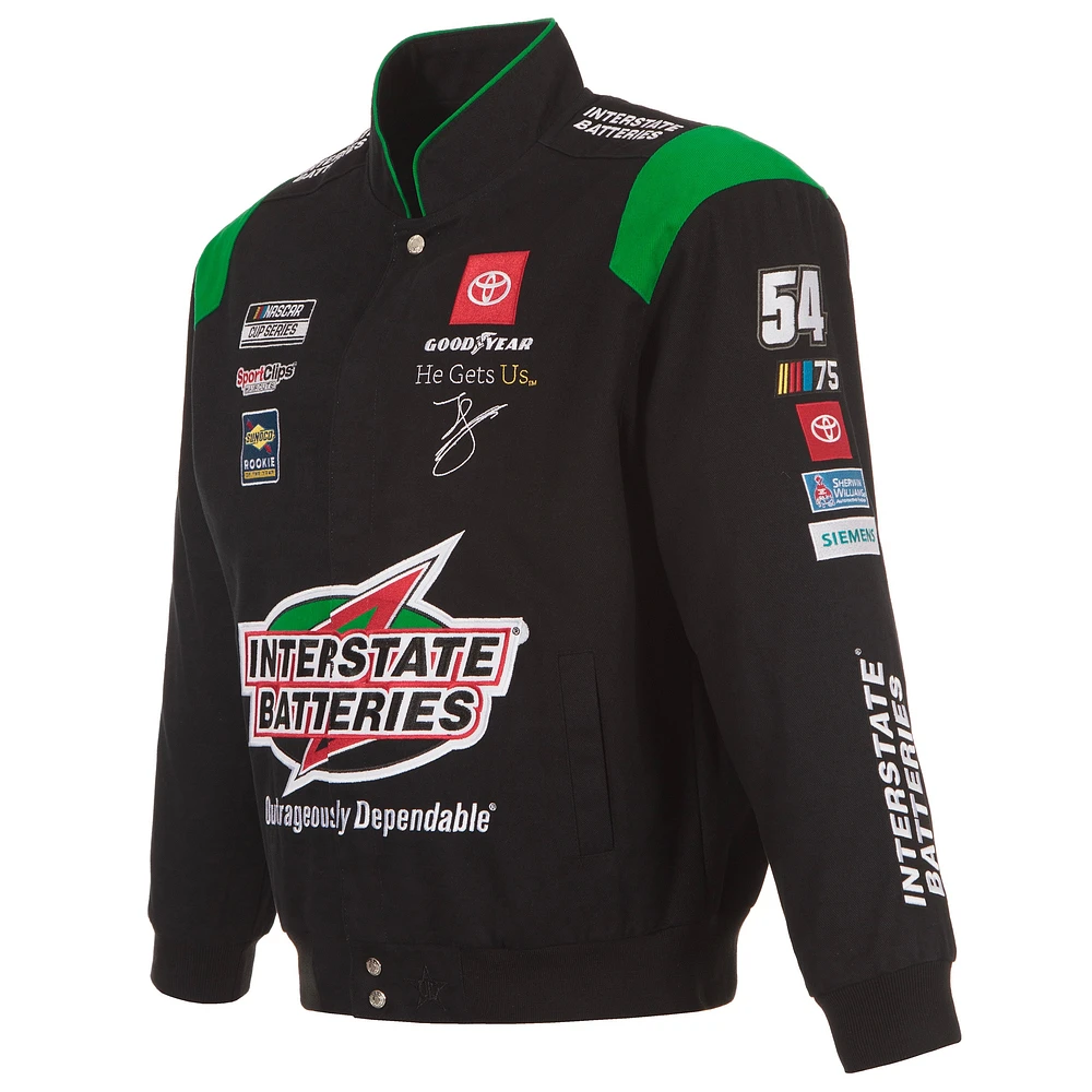 Men's JH Design Black Ty Gibbs Interstate Batteries Twill Uniform Full-Snap Jacket