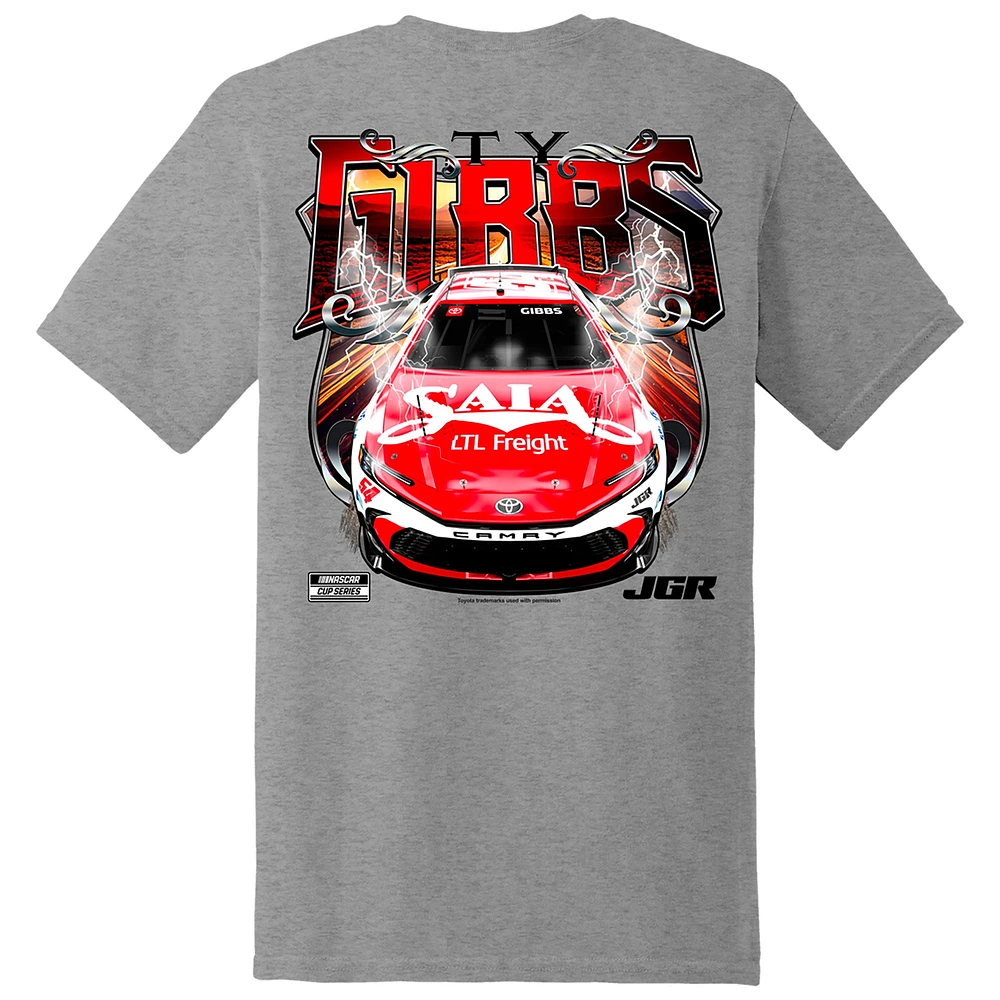 T-shirt gris chiné Ty Gibbs Saia pour homme de la collection Joe Racing Team