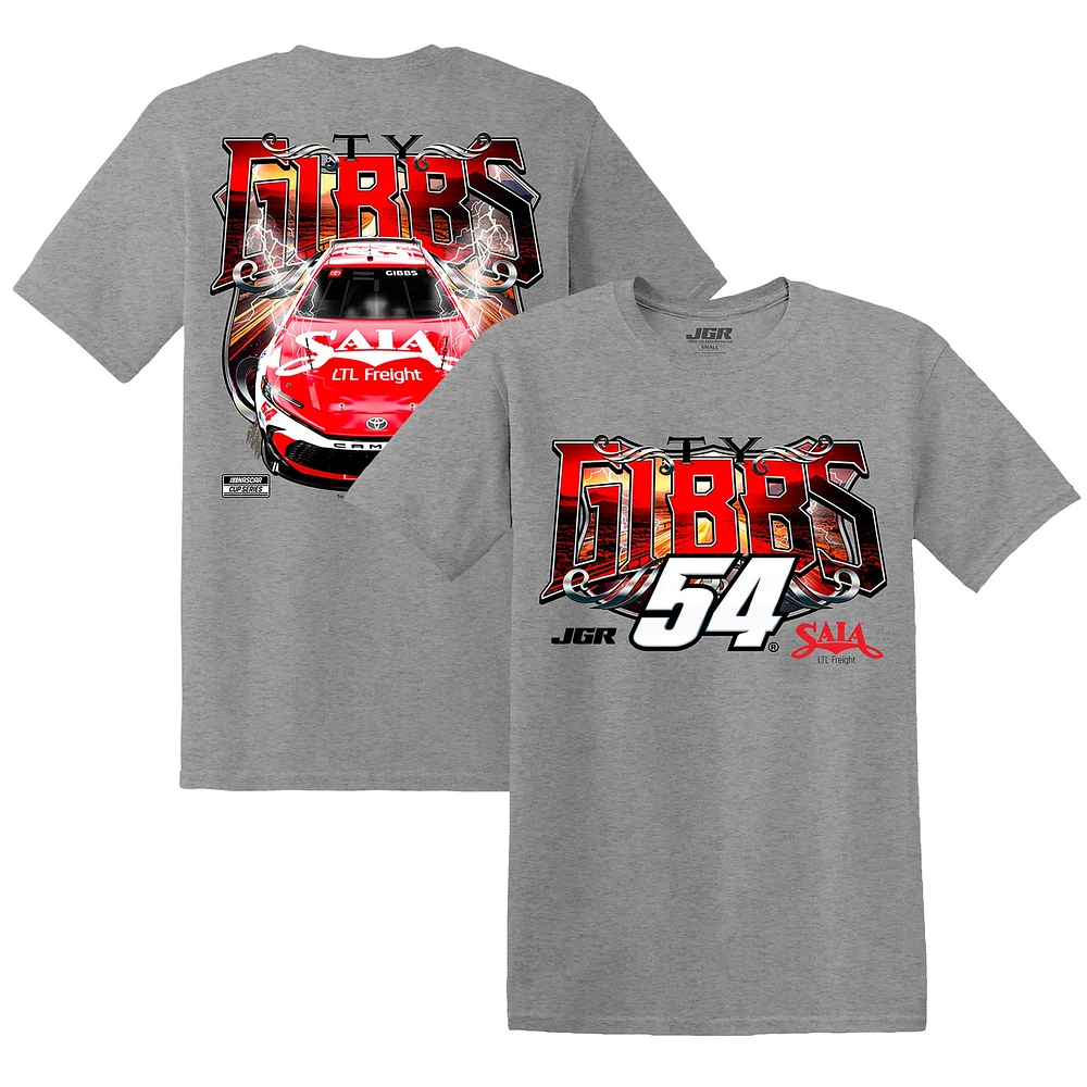 T-shirt gris chiné Ty Gibbs Saia pour homme de la collection Joe Racing Team
