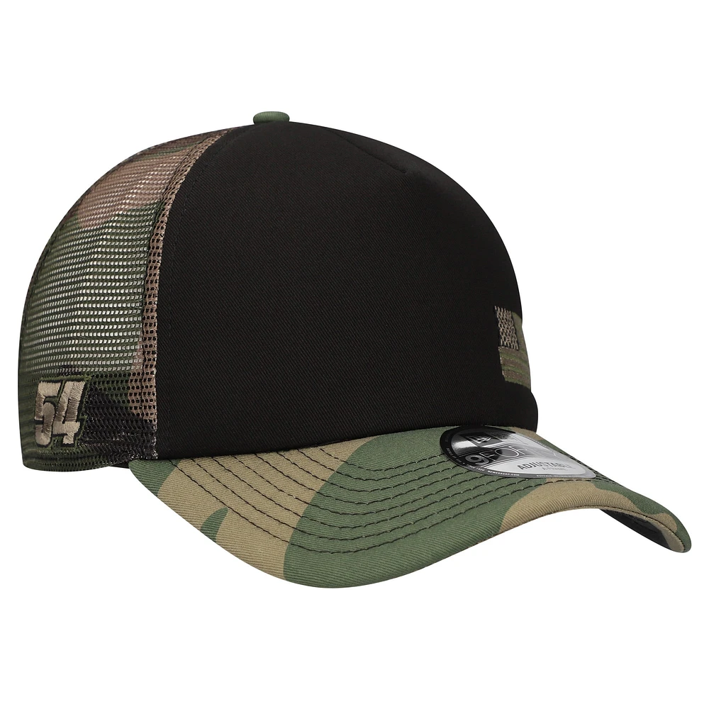 Casquette ajustable Ty Gibbs Trucker 9FORTY New Era noire/camouflage pour hommes