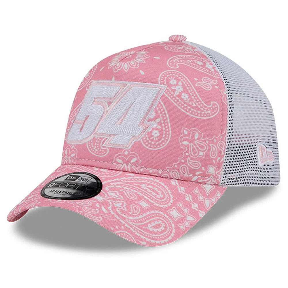 Casquette réglable rose Ty Gibbs 9FORTY A-Frame Trucker Paisley New Era pour hommes