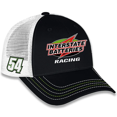 Casquette ajustable unisexe à damier Sports Black Ty Gibbs Interstate Batteries Sponsor Trucker