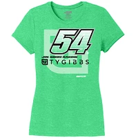 Women's Joe Gibbs Racing Team Collection Heather Green Ty Name & Number Scoop Neck T-Shirt