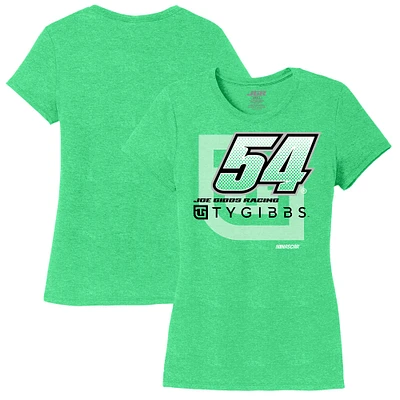 Women's Joe Gibbs Racing Team Collection Heather Green Ty Name & Number Scoop Neck T-Shirt