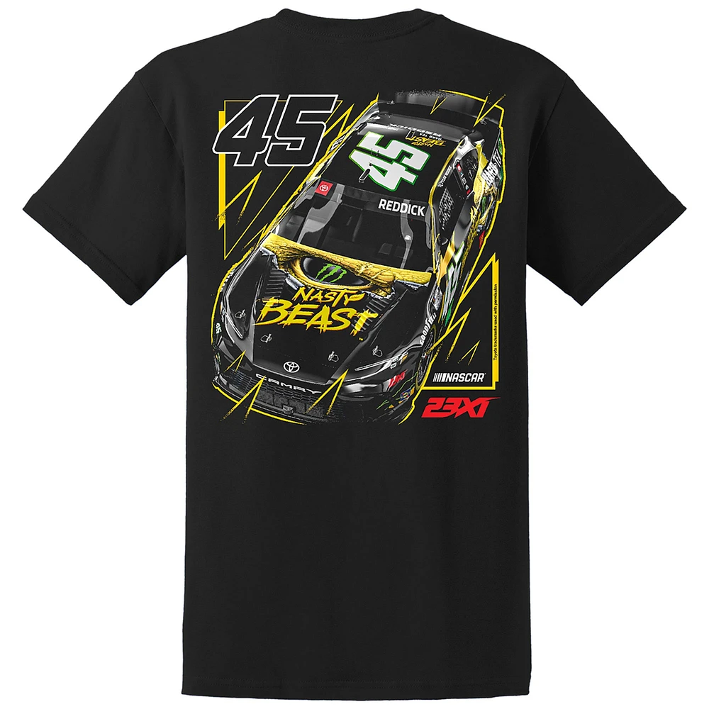 T-shirt de voiture Tyler Reddick noir 23XI Racing pour hommes