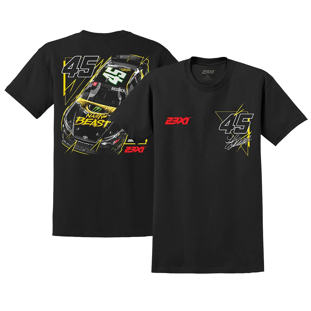 T-shirt de voiture Tyler Reddick noir 23XI Racing pour hommes