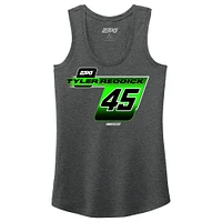 Women's 23XI Racing  Heather Charcoal Tyler Reddick Name & Number Racer Back Tri-Blend Tank Top