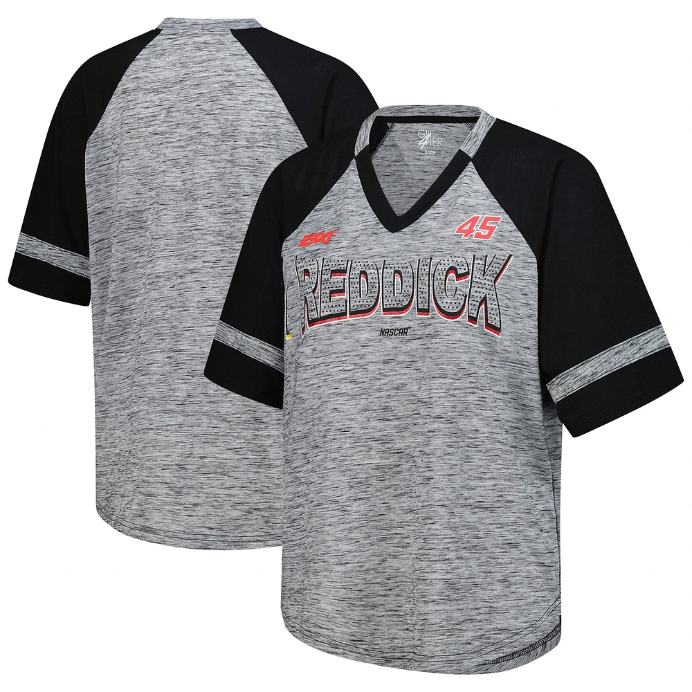 Women's G-III 4Her by Carl Banks Heather Gray Tyler Reddick Hall of Fame Oversized Raglan V-Neck T-Shirt