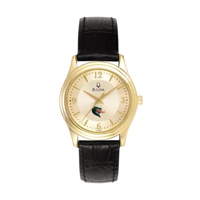 UAB Blazers Bulova Women's Stainless Steel Watch with Leather Band - Gold/Black