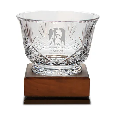 UAlbany Great Danes Medium Handcut Crystal Footed Revere Bowl