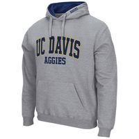 Men's Colosseum Heathered Gray UC Davis Aggies Arch and Logo Pullover Hoodie