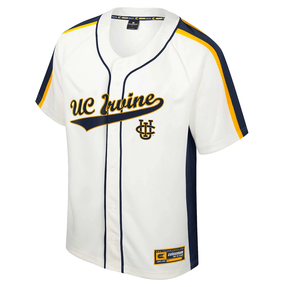 Men's Colosseum Cream UC Irvine Anteaters Ruth Button-Up Baseball Jersey