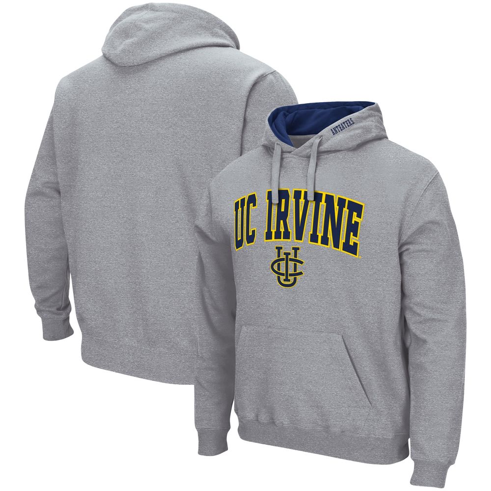 Men's Colosseum Heathered Gray UC Irvine Anteaters Arch and Logo Pullover Hoodie