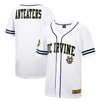 Men's Colosseum White UC Irvine Anteaters Free Spirited Mesh Button-Up Baseball Jersey