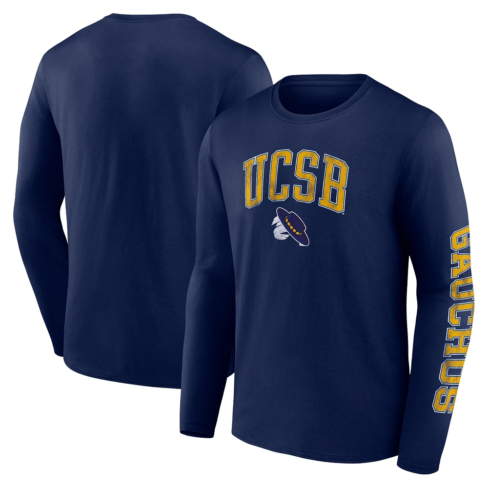 Men's Fanatics Blue UC Santa Barbara Gauchos Distressed Arch Over Logo Long Sleeve T-Shirt