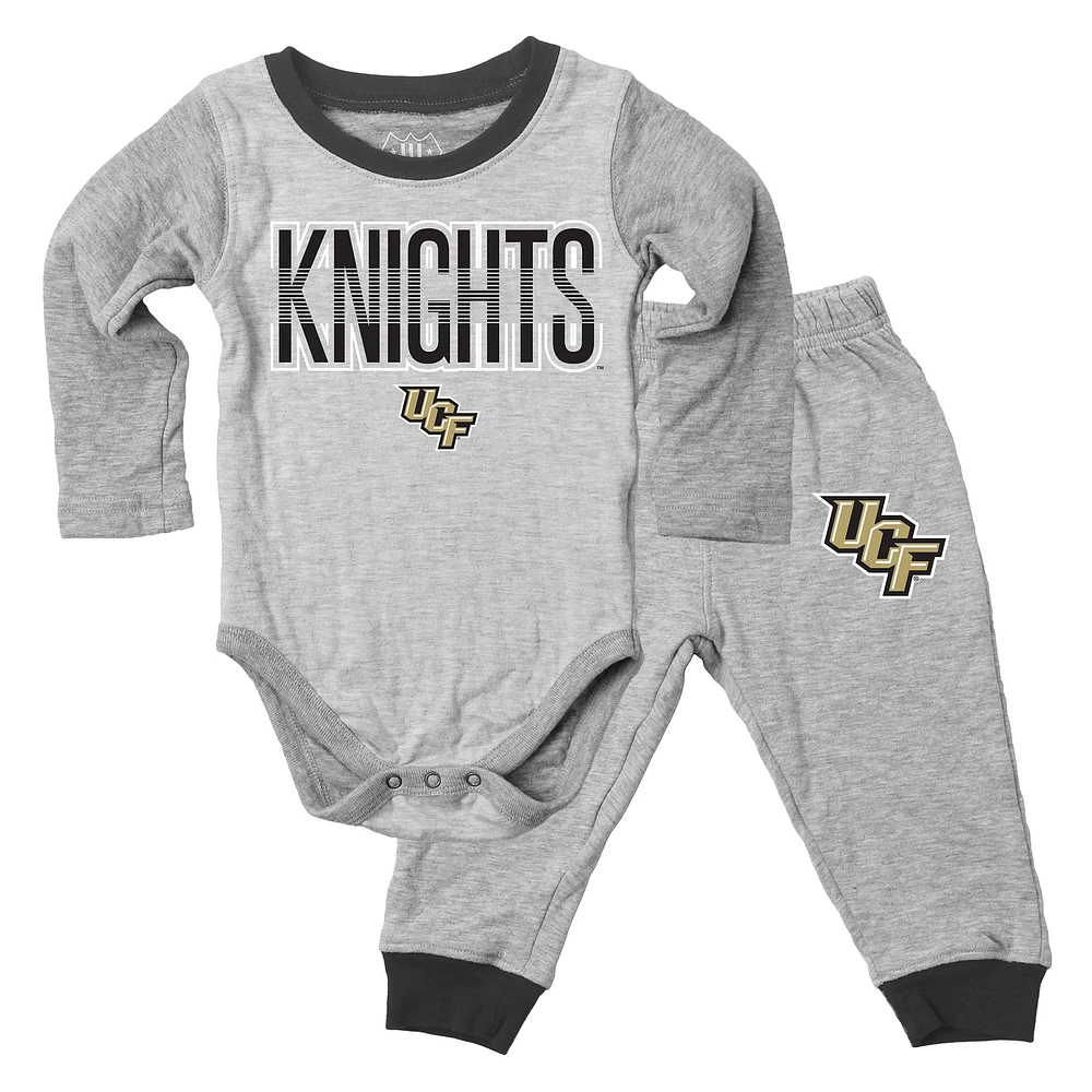 Ensemble body à manches longues et pantalon pour bébé Wes & Willy Heather Gray UCF Knights Jie