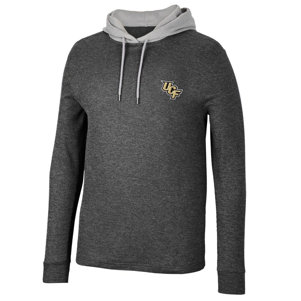 Men's Colosseum Black UCF Knights Ballot Waffle-Knit Thermal Long Sleeve Hoodie T-Shirt