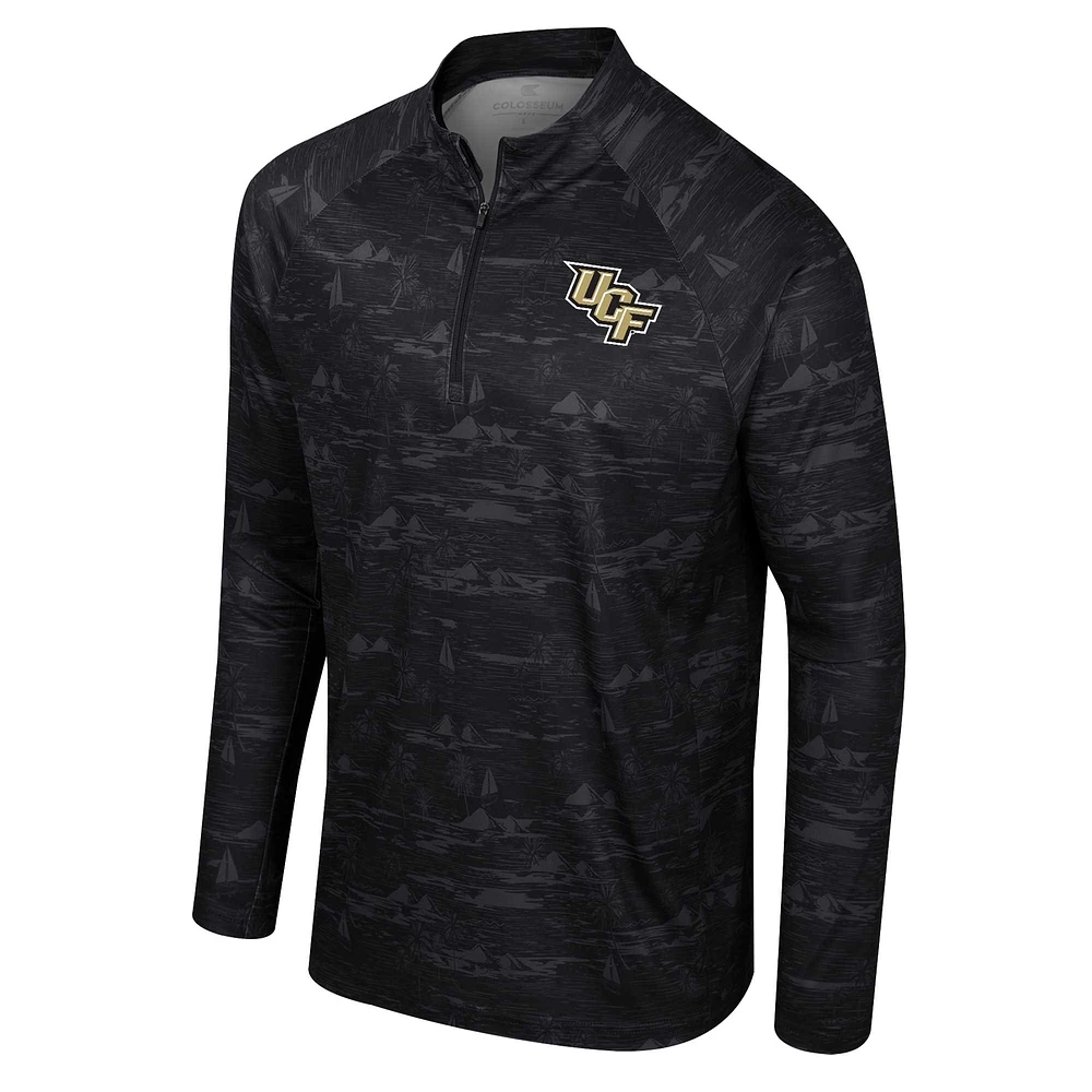 Veste Colosseum noire UCF Knights Carson Raglan à quart de zip pour hommes