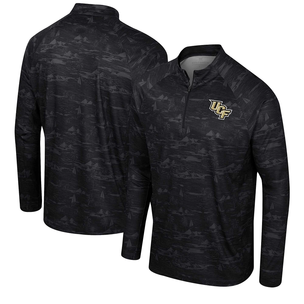 Men's Colosseum Black UCF Knights Carson Raglan Quarter-Zip Jacket