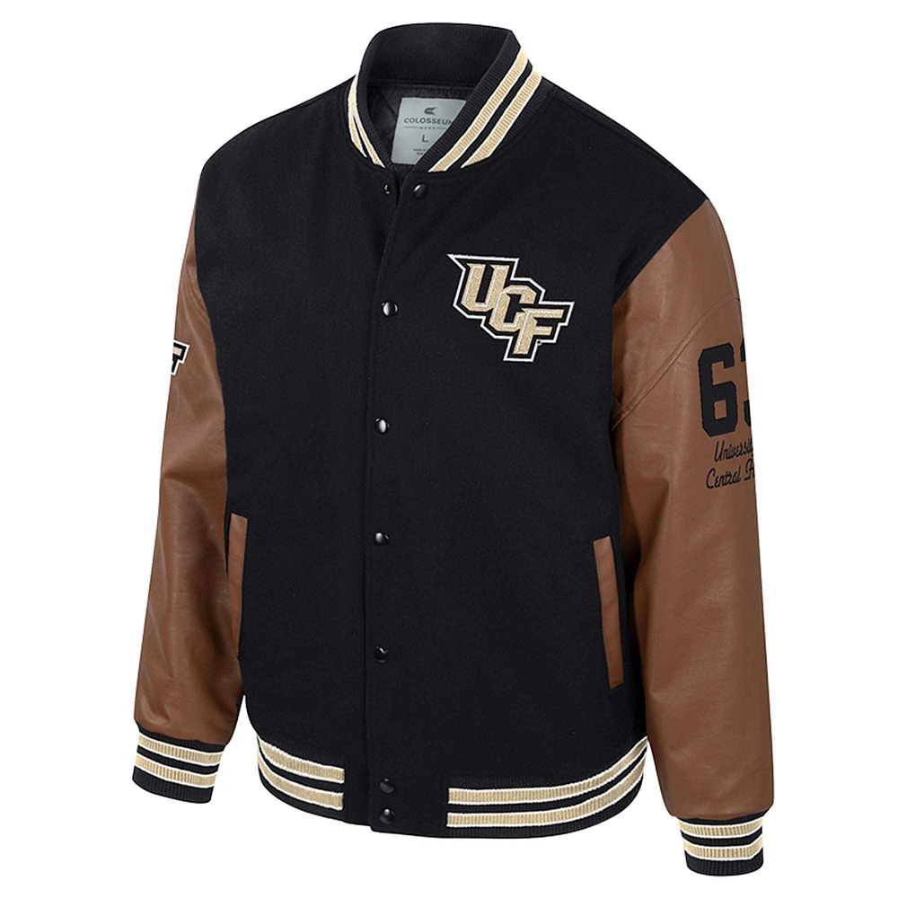 Men's Colosseum  Black UCF Knights Letterman Full-Snap Varsity Jacket