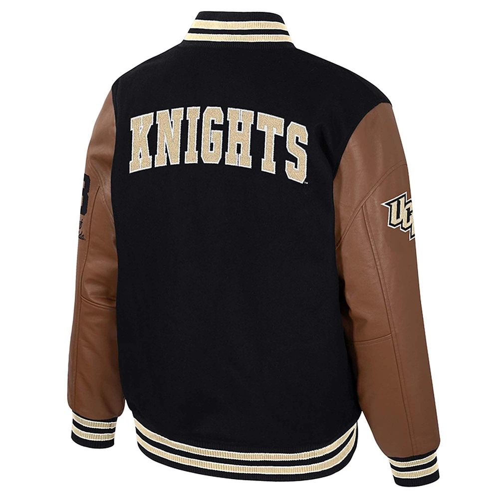 Men's Colosseum  Black UCF Knights Letterman Full-Snap Varsity Jacket