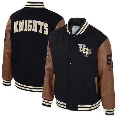 Men's Colosseum  Black UCF Knights Letterman Full-Snap Varsity Jacket