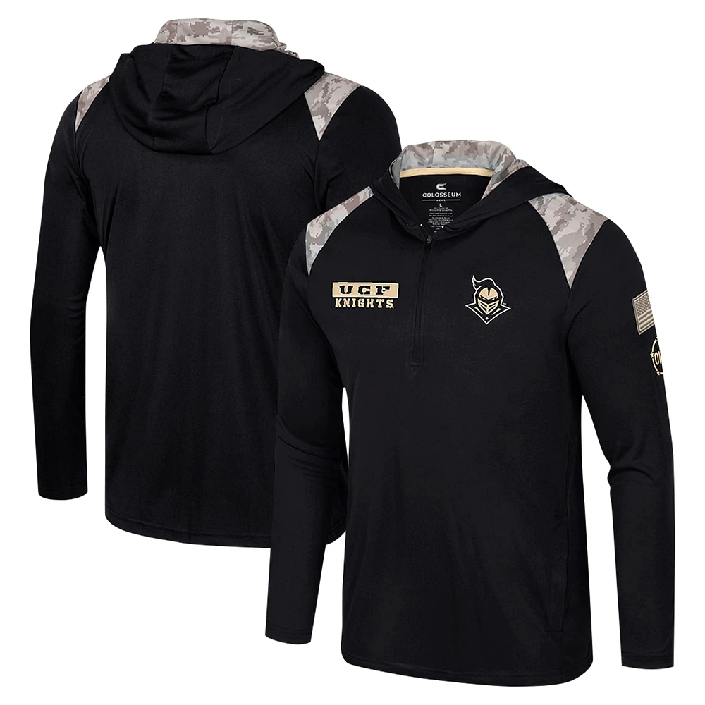 Veste à capuche glissière quart de tour pour homme Colosseum Black UCF Knights OHT Military Appreciation