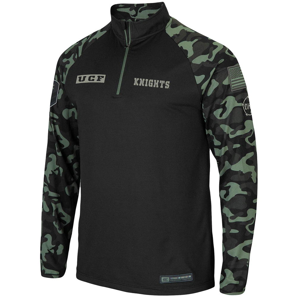 Men's Colosseum Black UCF Knights OHT Military Appreciation Take Flight Raglan Quarter-Zip Jacket