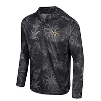 Men's Colosseum Black UCF Knights Palms Printed Lightweight Quarter-Zip Hooded Top