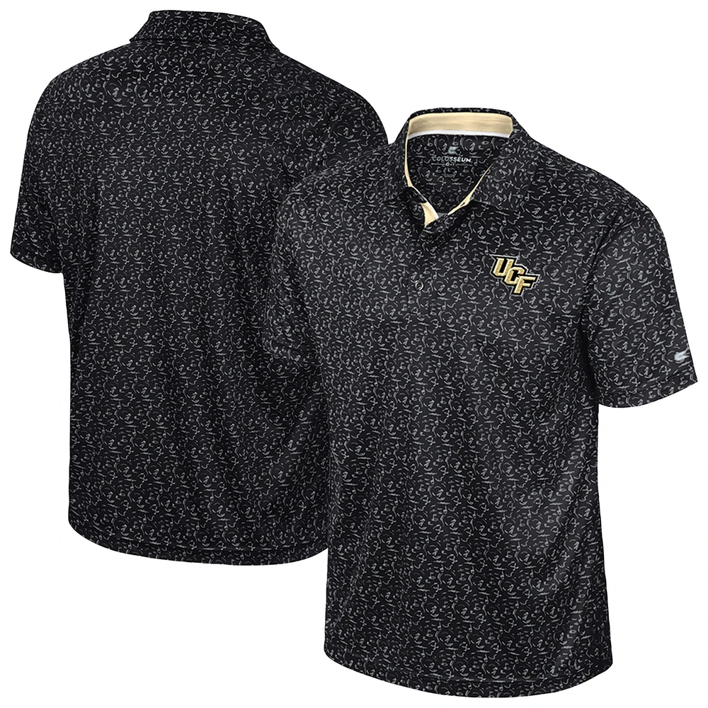 Polo de golf sublimé Colosseum Black UCF Knights pour homme