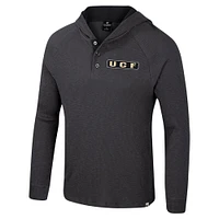 T-shirt à capuche manches longues Henley Dujour Ralgan pour homme Colosseum Charcoal UCF Knights