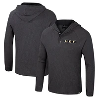 T-shirt à capuche manches longues Henley Dujour Ralgan pour homme Colosseum Charcoal UCF Knights