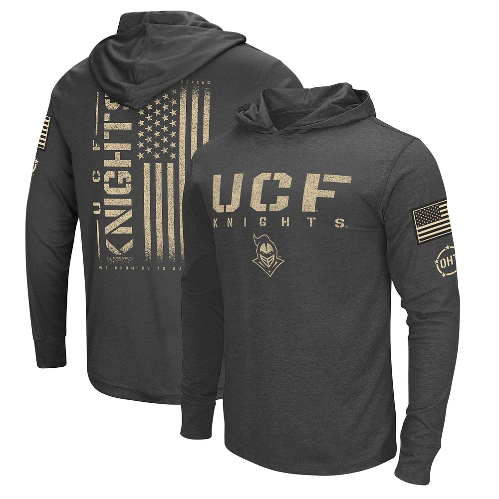 Colosseum Charcoal UCF Knights Team OHT Military Appreciation Hoodie T-shirt à manches longues pour homme