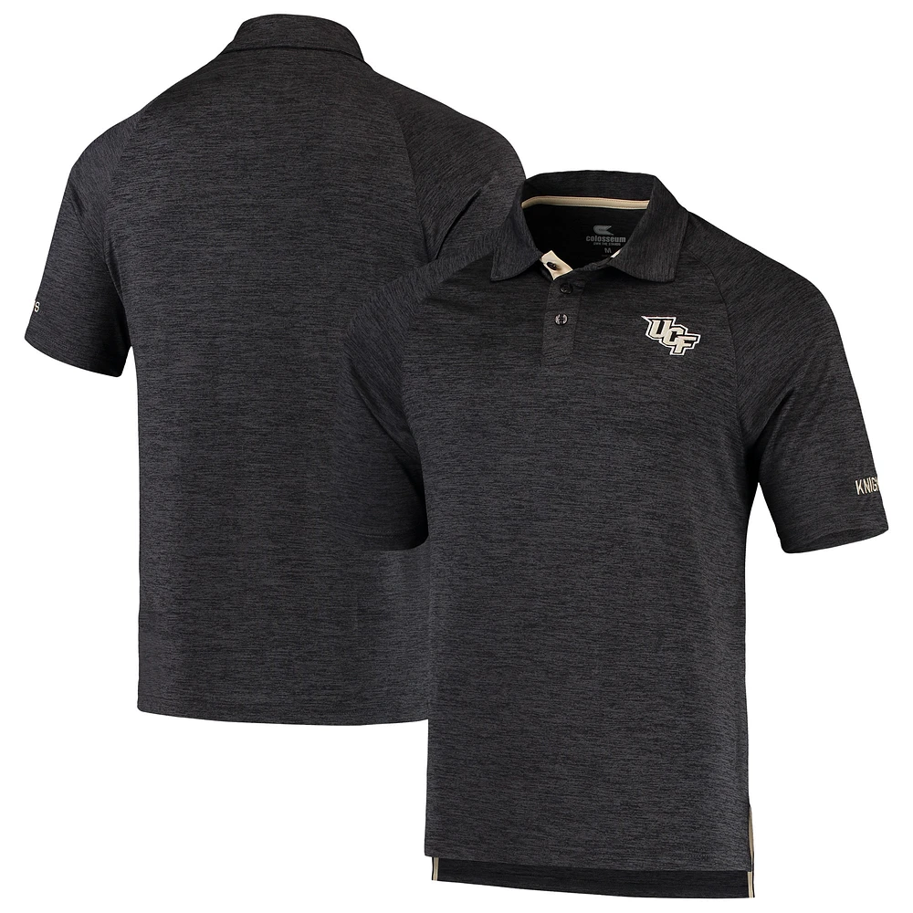 Men's Colosseum Heathered Black UCF Knights Down Swing Polo