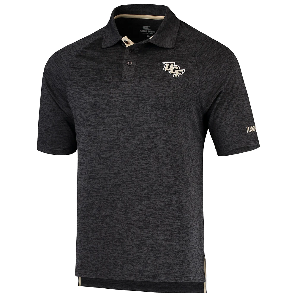 Men's Colosseum Heathered Black UCF Knights Down Swing Polo