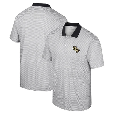 Men's Colosseum White/Black UCF Knights Print Stripe Polo