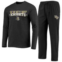 Men's Concepts Sport Black/Heathered Charcoal UCF Knights Meter Long Sleeve T-Shirt & Pants Sleep Set