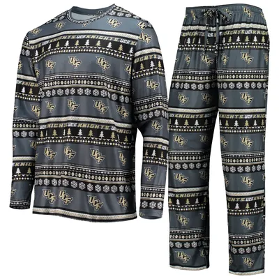 UCF Knights Concepts Sport Ugly Sweater Long Sleeve T-Shirt and Pants Sleep Set - Charcoal