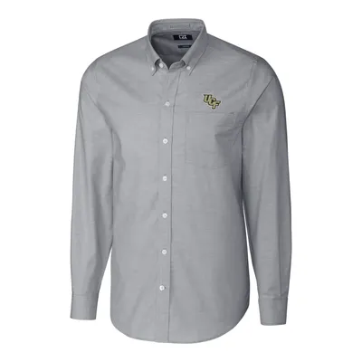 UCF Knights Cutter & Buck Stretch Oxford Big Tall Long Sleeve Button-Down Shirt - Charcoal