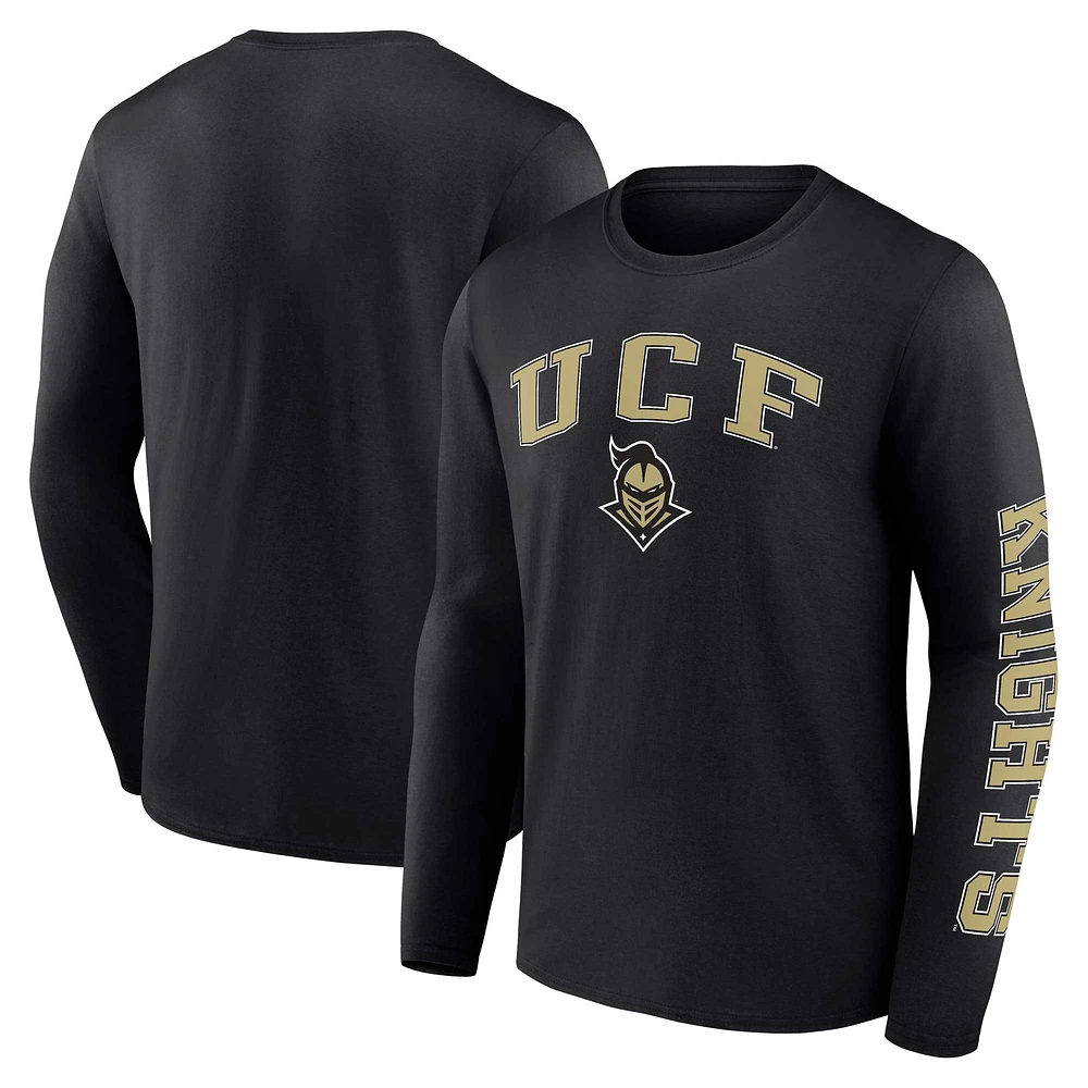 T-shirt noir à manches longues avec logo Fanatics UCF Knights en détresse pour hommes