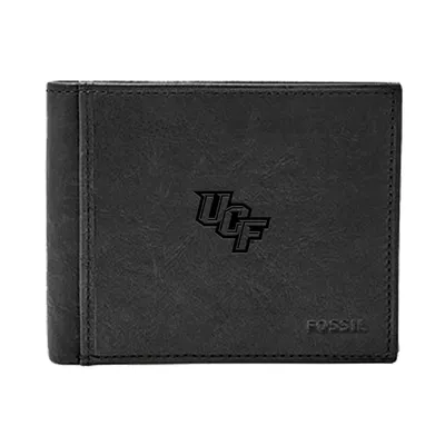 UCF Knights Fossil Leather Ingram RFID Flip ID Bifold Wallet - Black