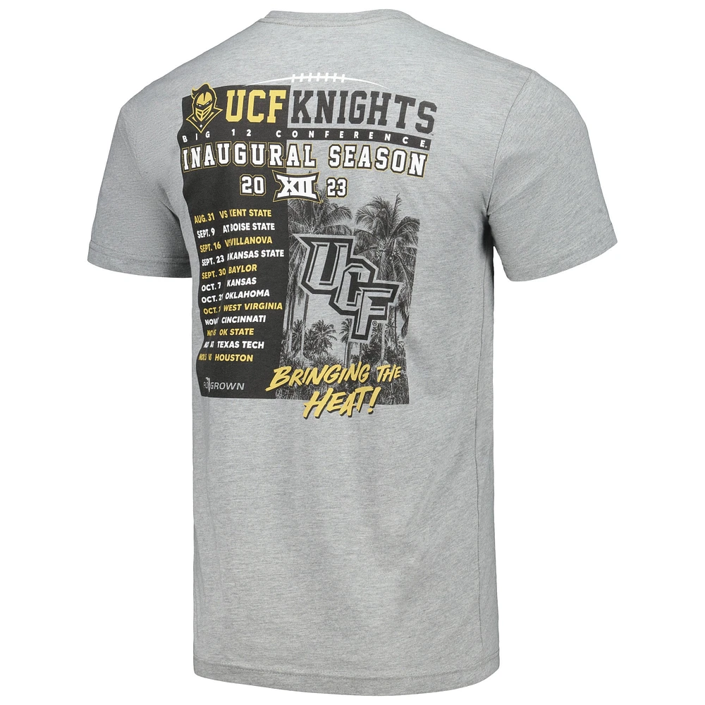 T-shirt inaugural du calendrier Big 12 des UCF Knights gris chiné pour hommes