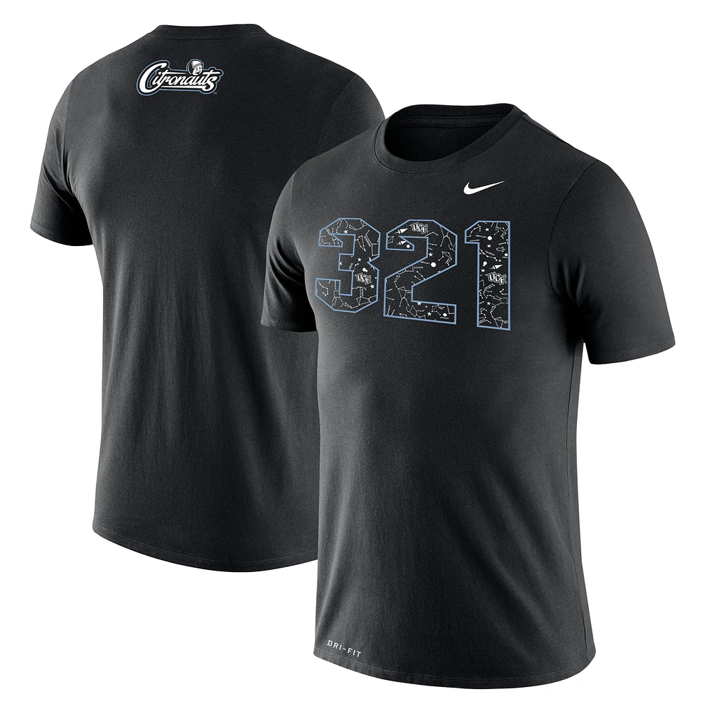 T-shirt de performance Nike UCF Knights 321 Space Game Legend noir pour homme