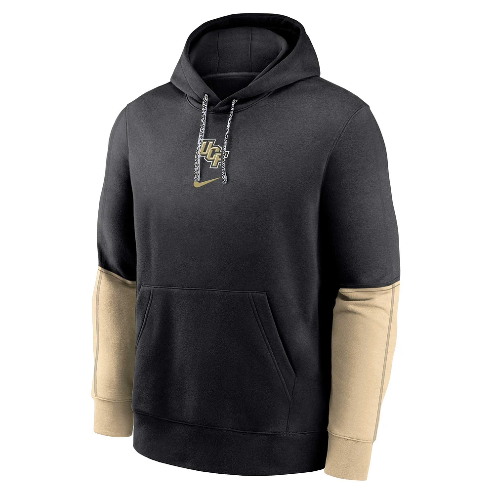 Men's Nike Black UCF Knights 2024 Sideline Club Pullover Hoodie