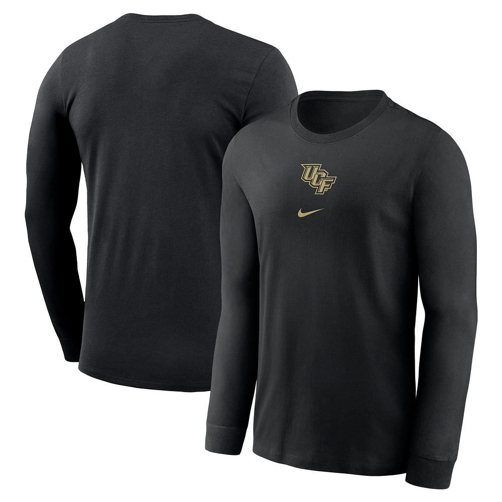 T-shirt de basket-ball à manches longues Nike UCF Knights pour homme, noir