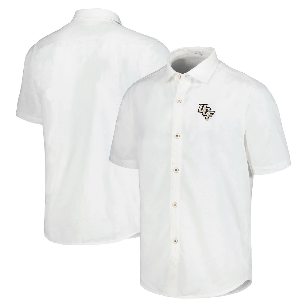 Men's Tommy Bahama White UCF Knights Coconut Point Palm Vista IslandZone Camp Button-Up Shirt